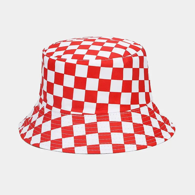 Chessboard Plaid Reversible Bucket Hat