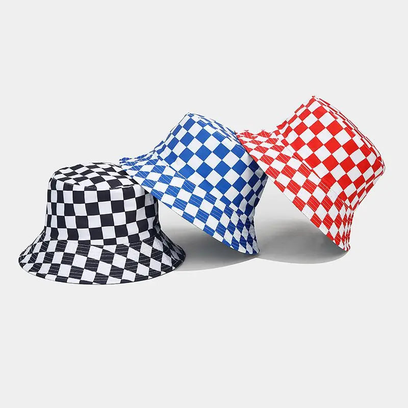 Chessboard Plaid Reversible Bucket Hat