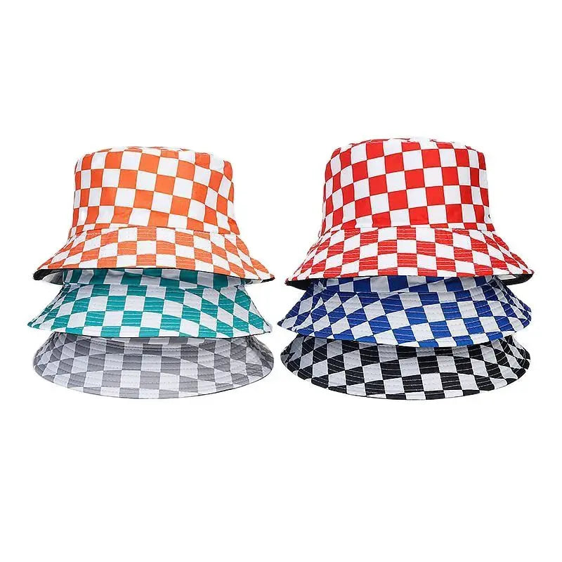 Chessboard Plaid Reversible Bucket Hat