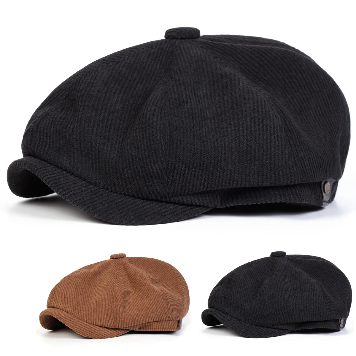 Chester Retro Corduroy Cabbie Newsboy Cap