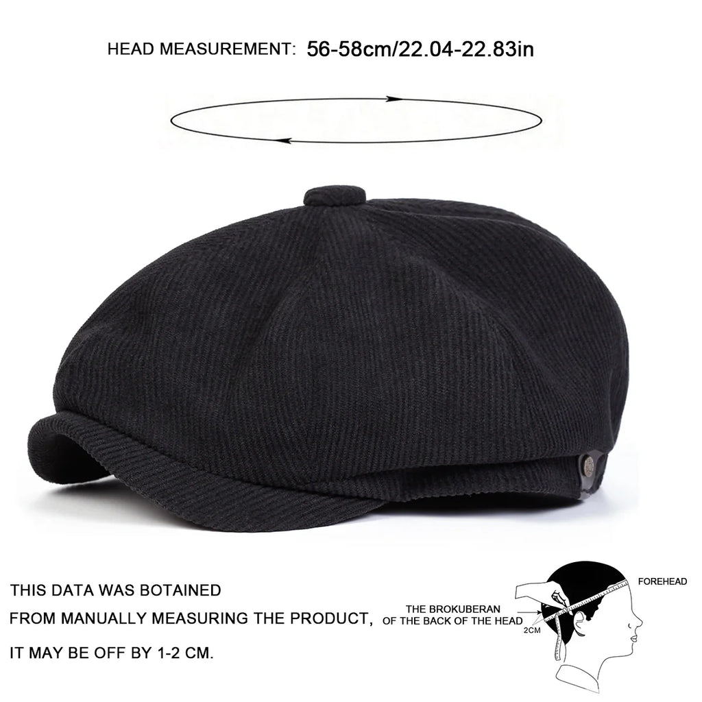 Chester Retro Corduroy Cabbie Newsboy Cap