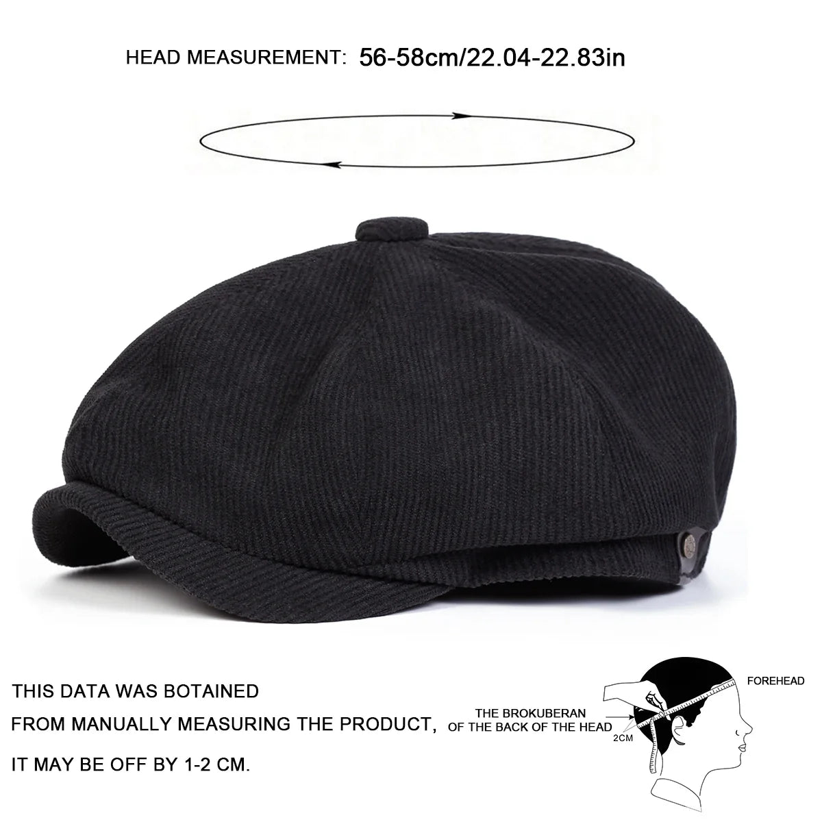 Chester Retro Corduroy Cabbie Newsboy Cap