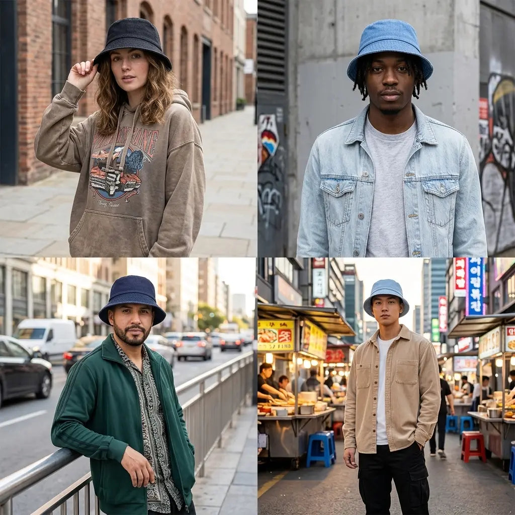 Chicago Plain Denim Bucket Hat