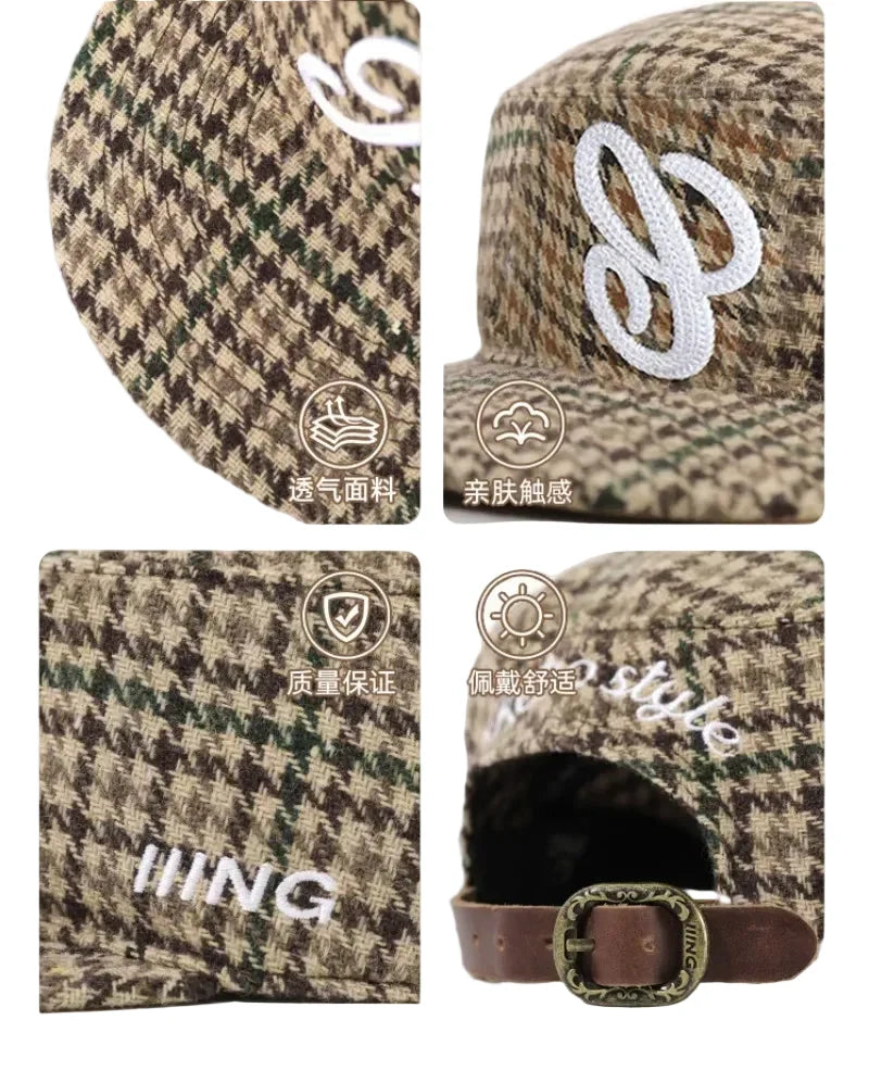 Chicago Vintage Beige Houndstooth Wool Snapback Cap