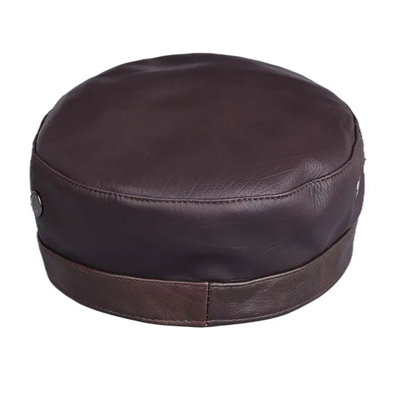 Chicago Plain Genuine Leather Army Cap
