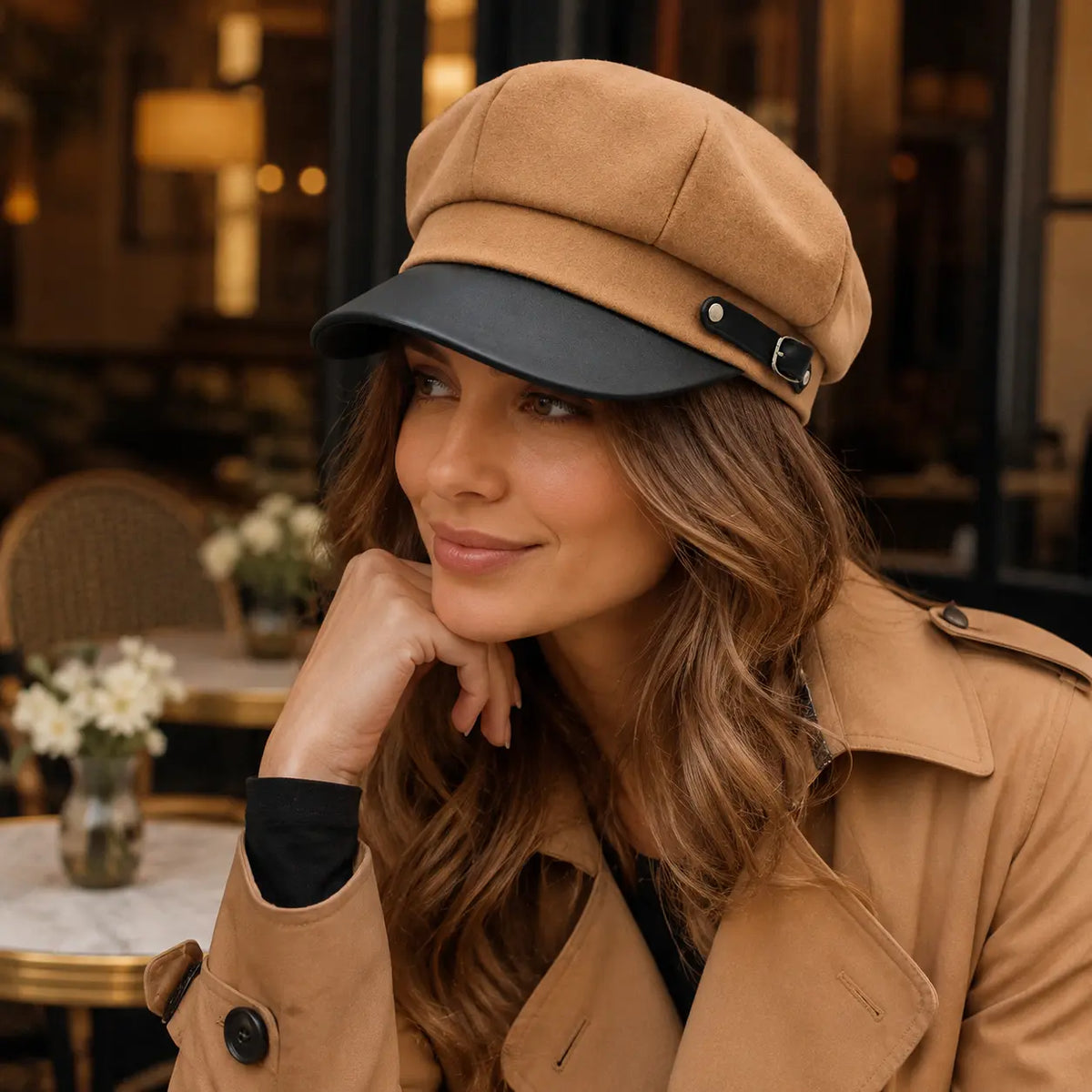Chloé Women Cotton Newsboy Cap