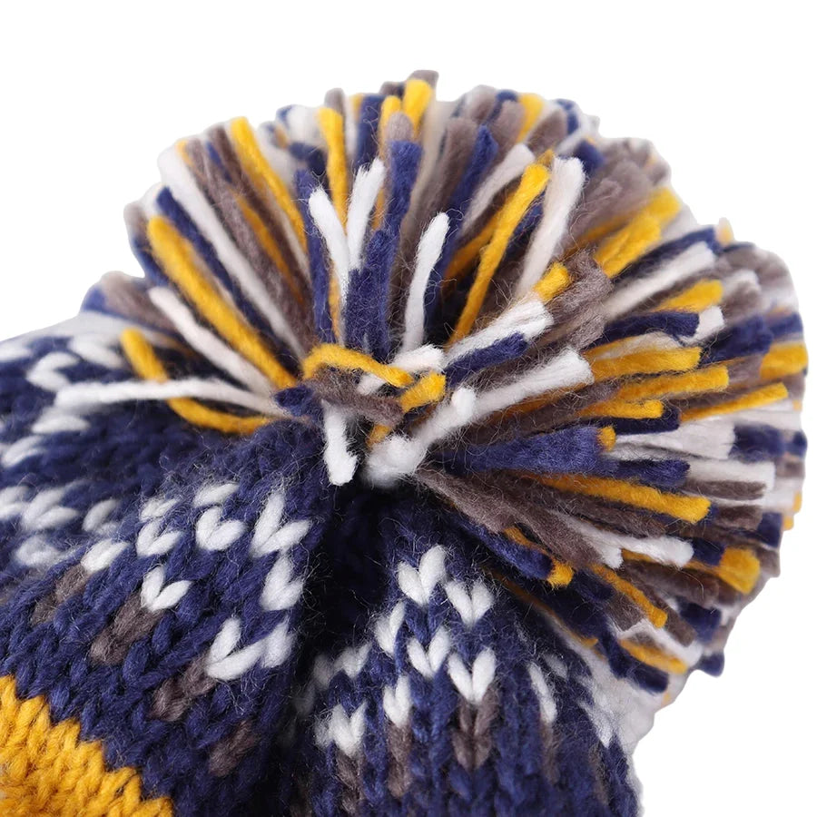 Christmas Kids Winter Earflaps Pom Pom Beanie