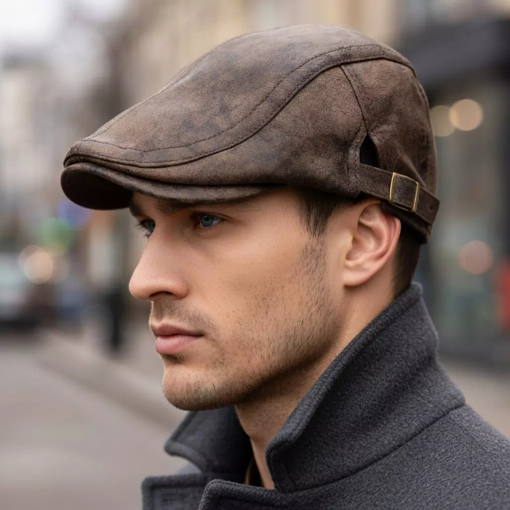 Clapton Retro Distressed Suede Duckbill Flat Cap