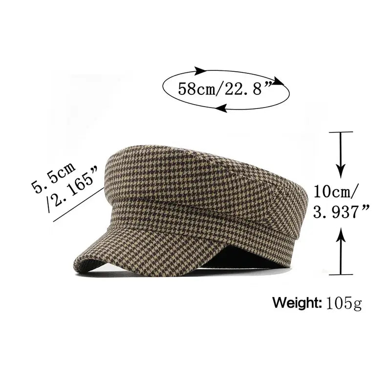 Classic Houndstooth Sailor Cap