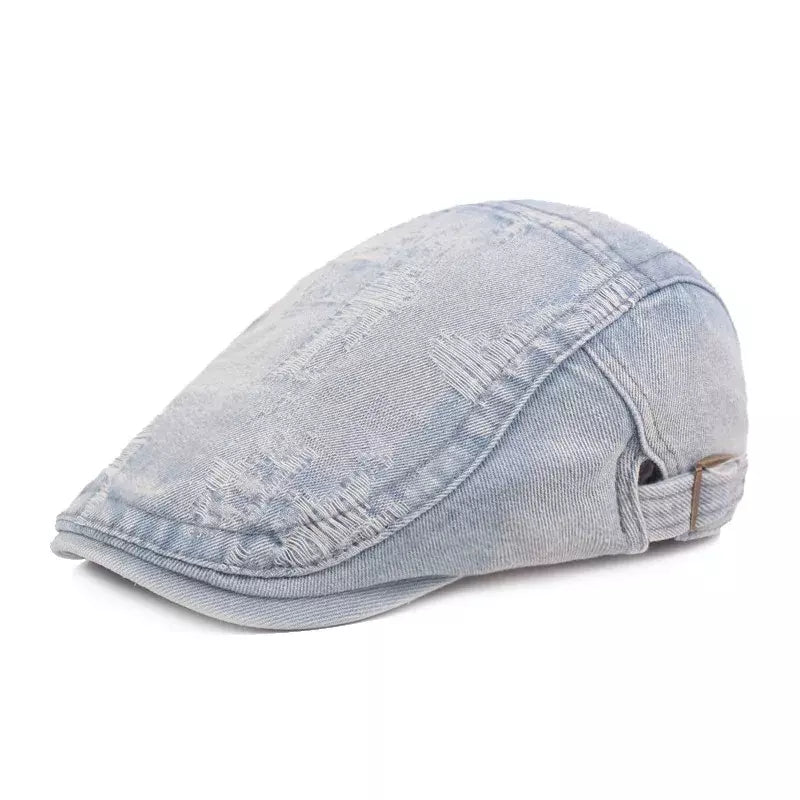 Classic Ripped Denim Flat Cap
