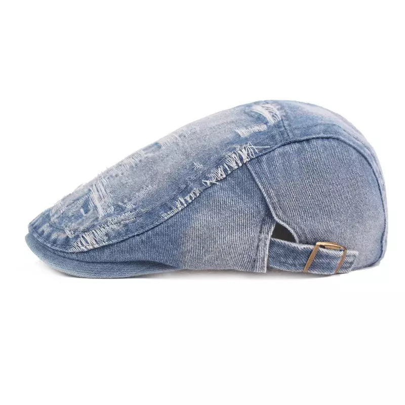 Classic Ripped Denim Flat Cap