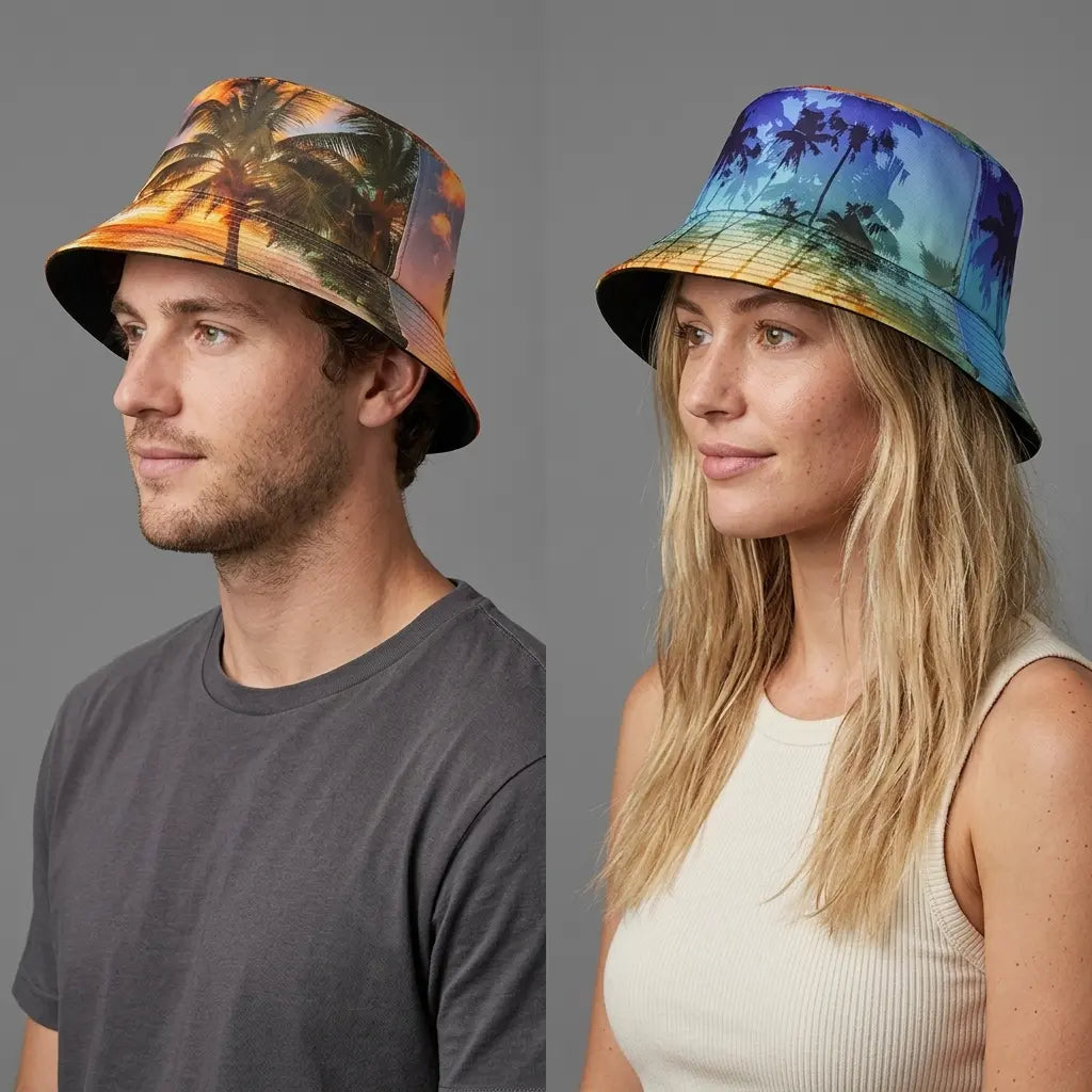 Coconut Trees Beach Reversible Bucket Hat