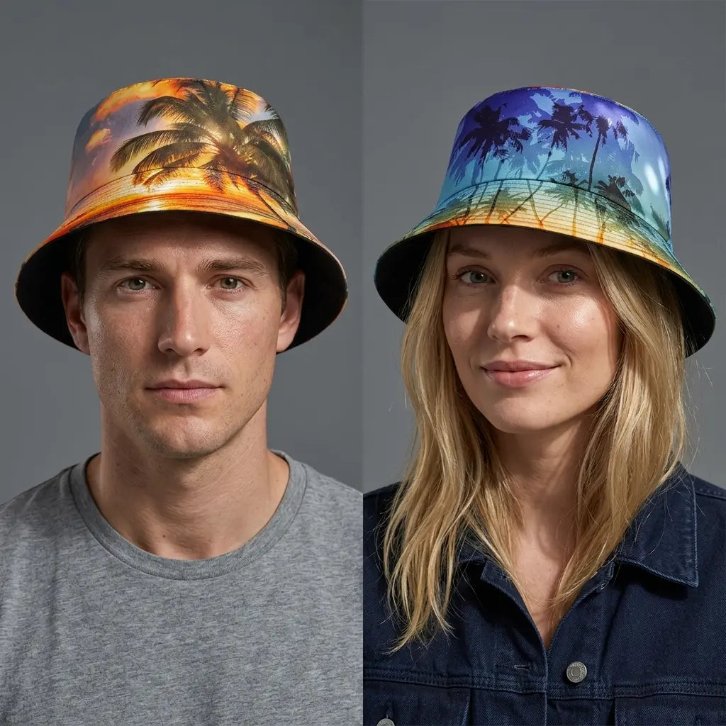 Coconut Trees Beach Reversible Bucket Hat