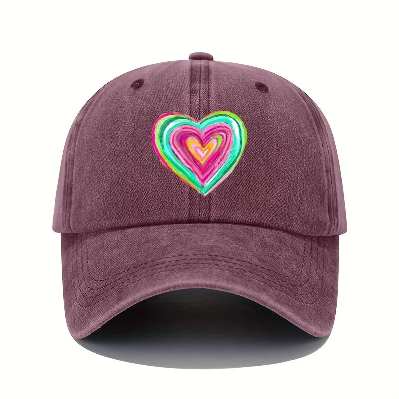 Concentric Hearts Washed Cotton Baseball Cap
