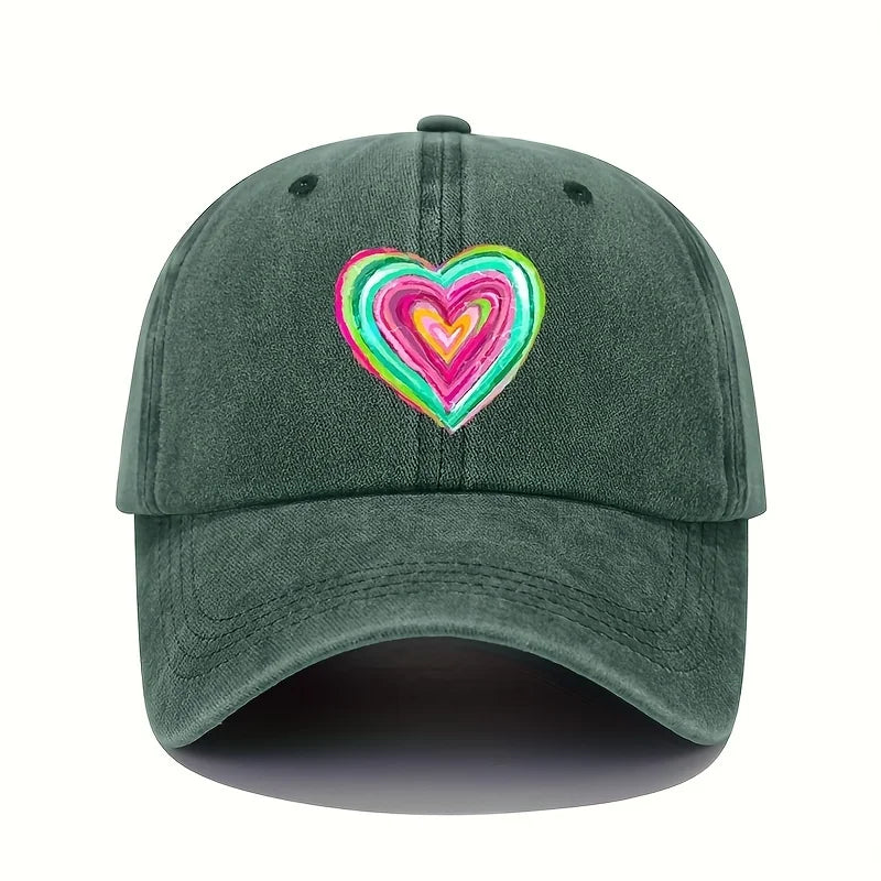 Concentric Hearts Washed Cotton Baseball Cap