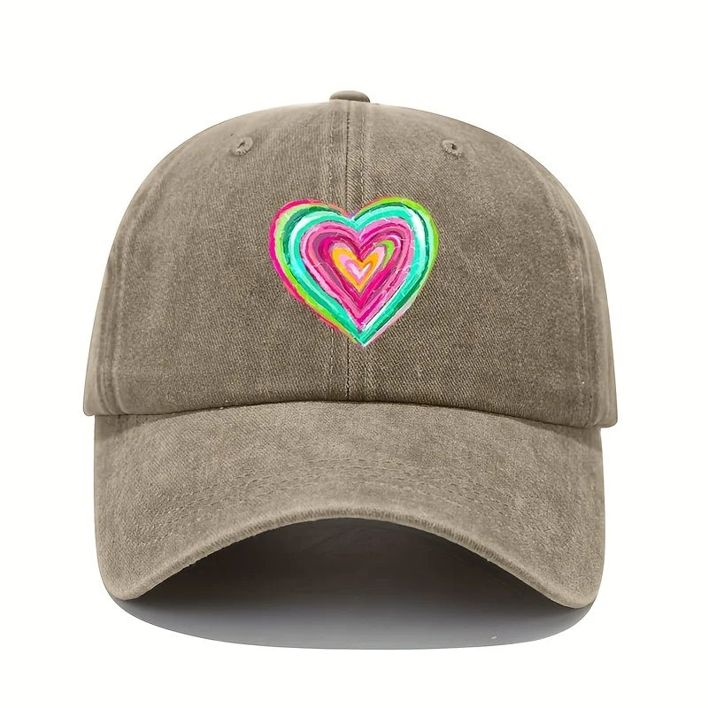 Concentric Hearts Washed Cotton Baseball Cap