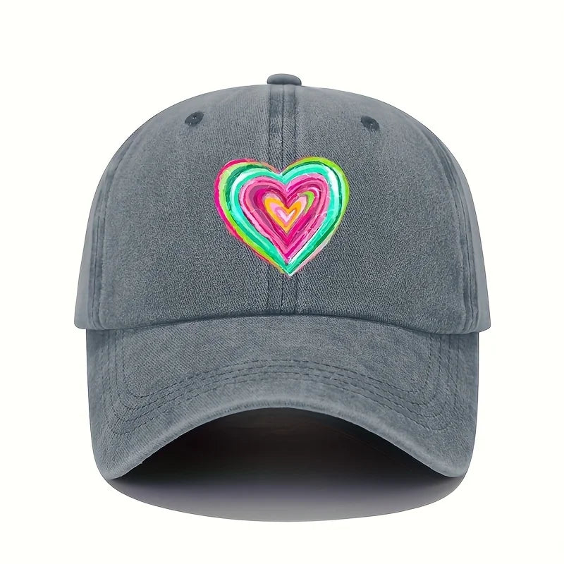 Concentric Hearts Washed Cotton Baseball Cap