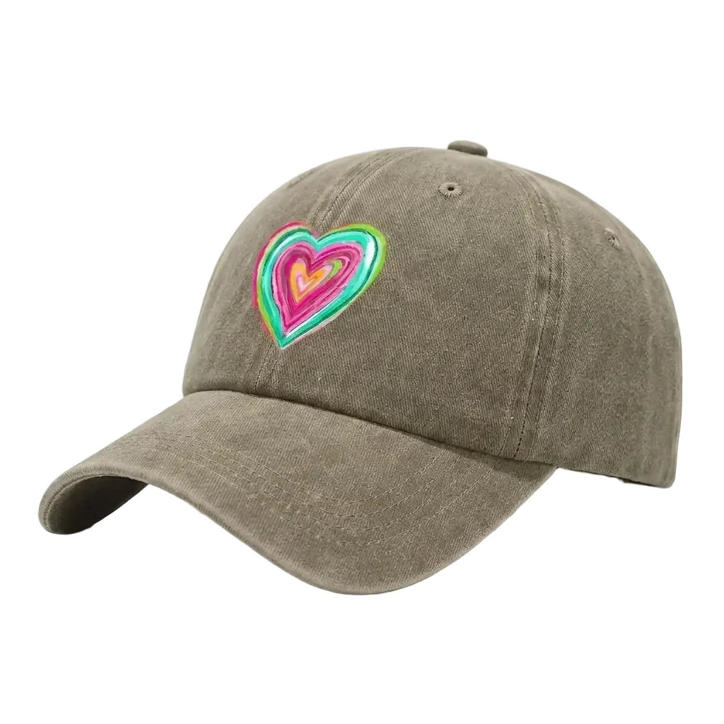 Concentric Hearts Washed Cotton Baseball Cap