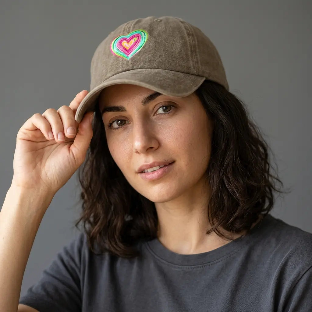 Concentric Hearts Washed Cotton Baseball Cap