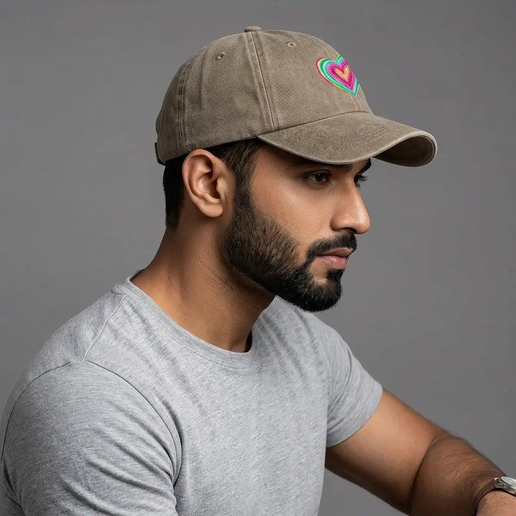 Concentric Hearts Washed Cotton Baseball Cap