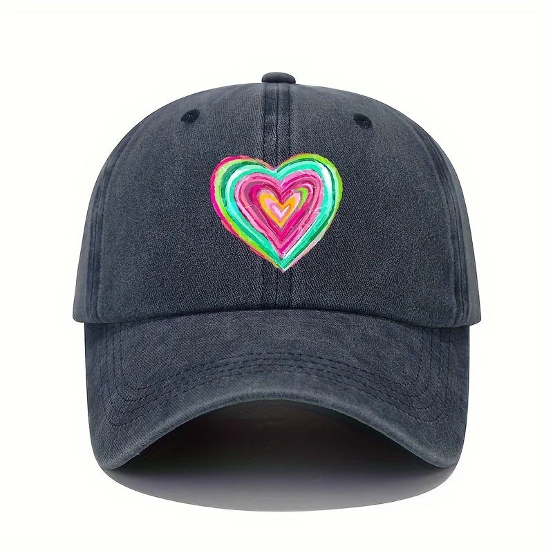 Concentric Hearts Washed Cotton Baseball Cap