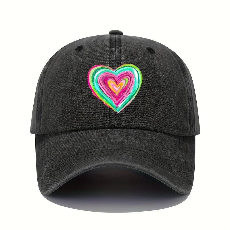 Concentric Hearts Washed Cotton Baseball Cap