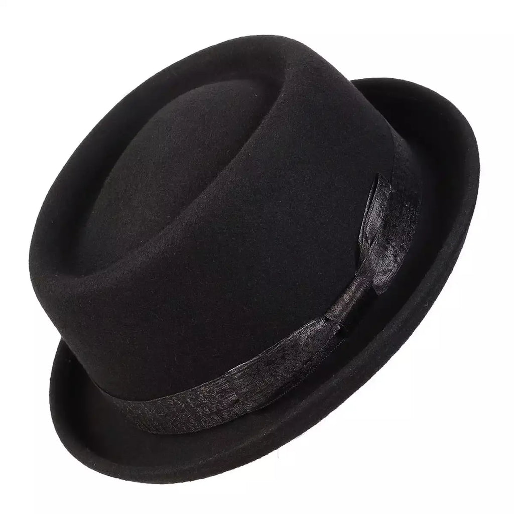 Corleone Black Wool Porkpie Hat