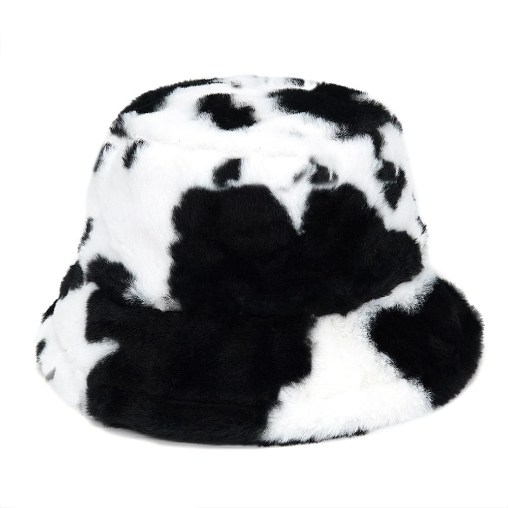 Cow Print Fur Bucket Hat