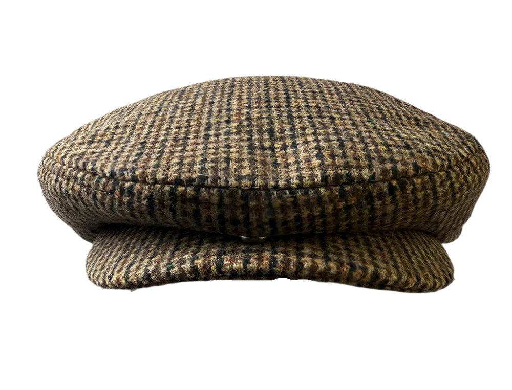 Crawford Brown Houndstooth Wool Flat Cap