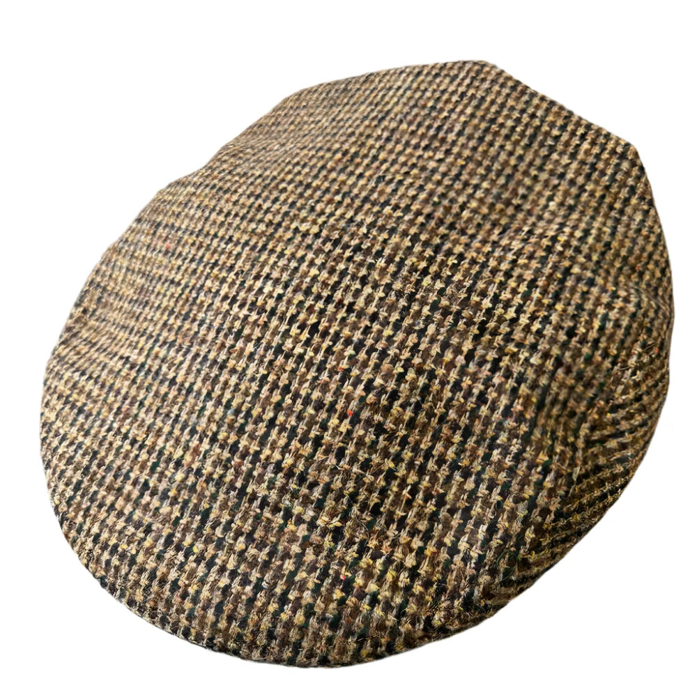 Crawford Brown Houndstooth Wool Flat Cap