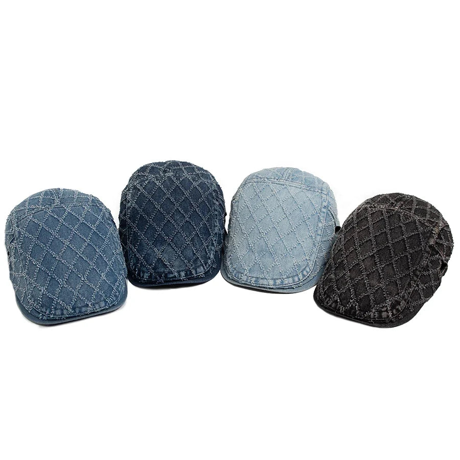 Crawford Denim Rhombuses Flat Cap