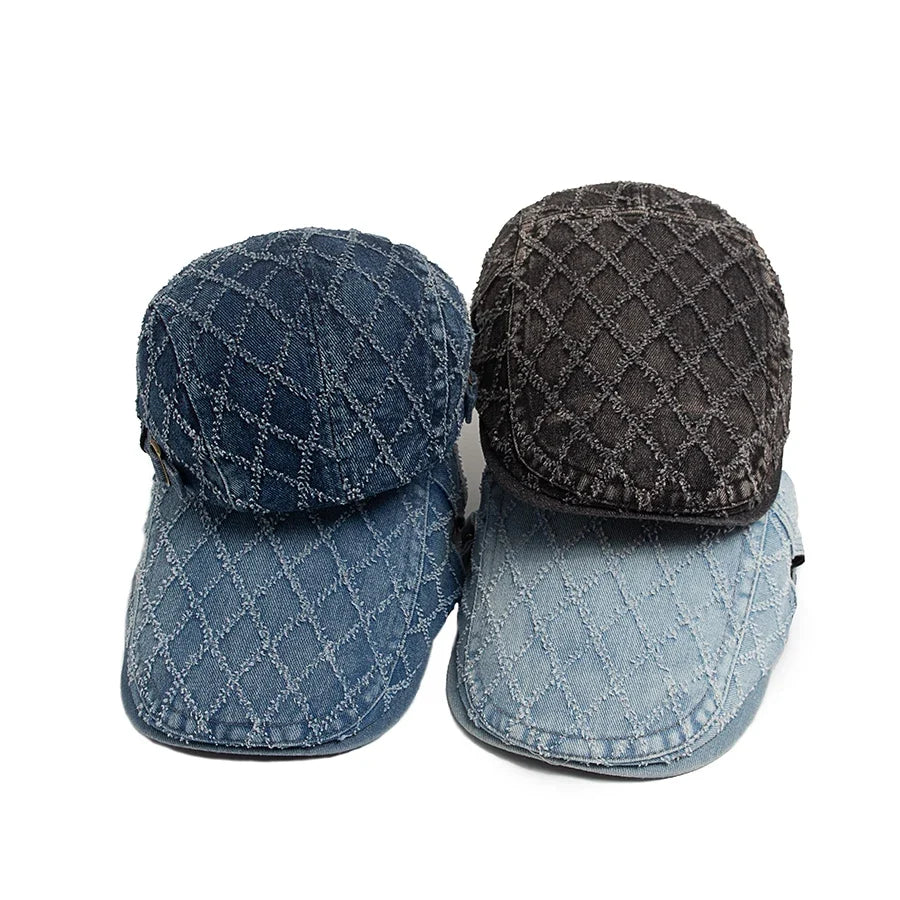 Crawford Denim Rhombuses Flat Cap