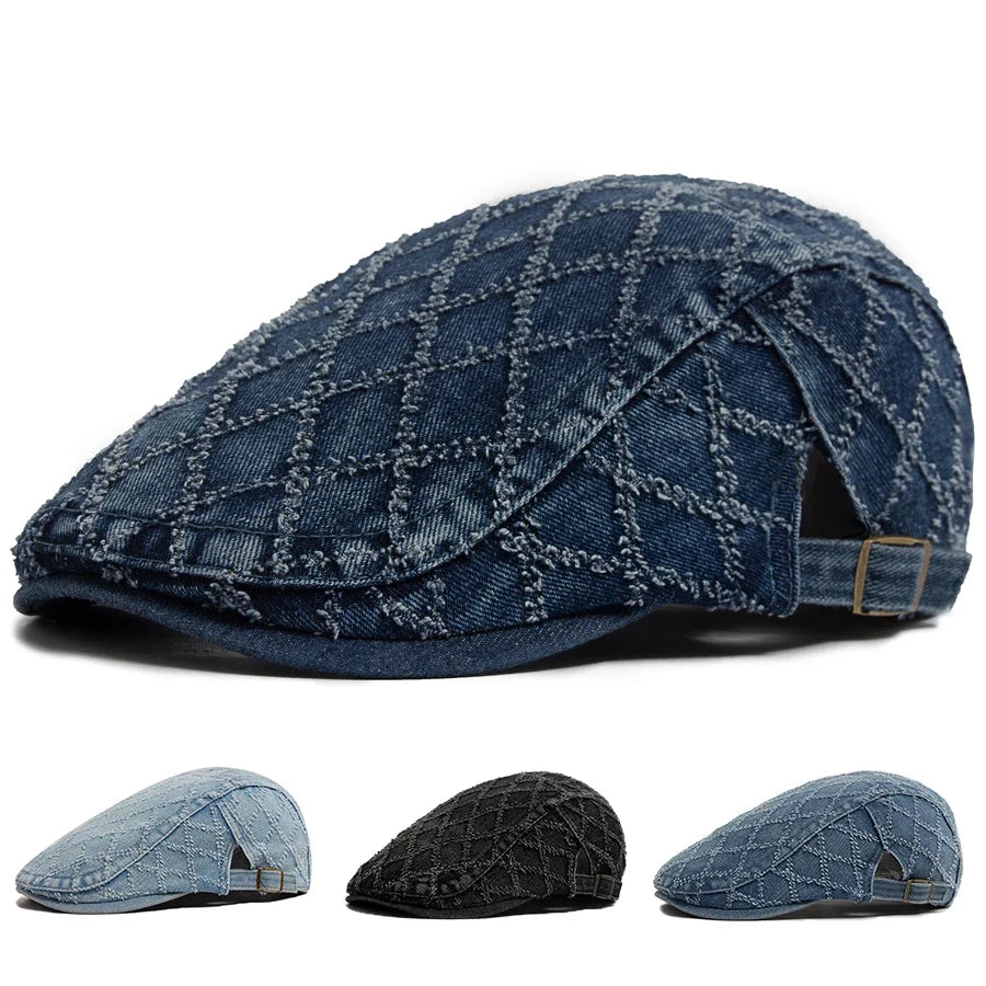 Crawford Denim Rhombuses Flat Cap