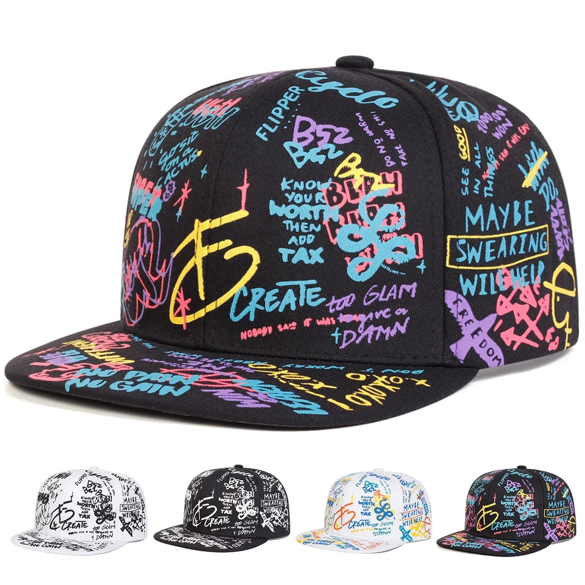 Create Graffiti Print Snapback Cap