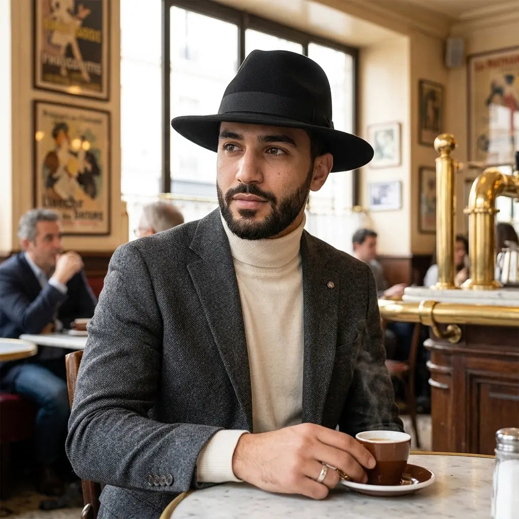 Curtis Retro Black Wool Fedora Hat