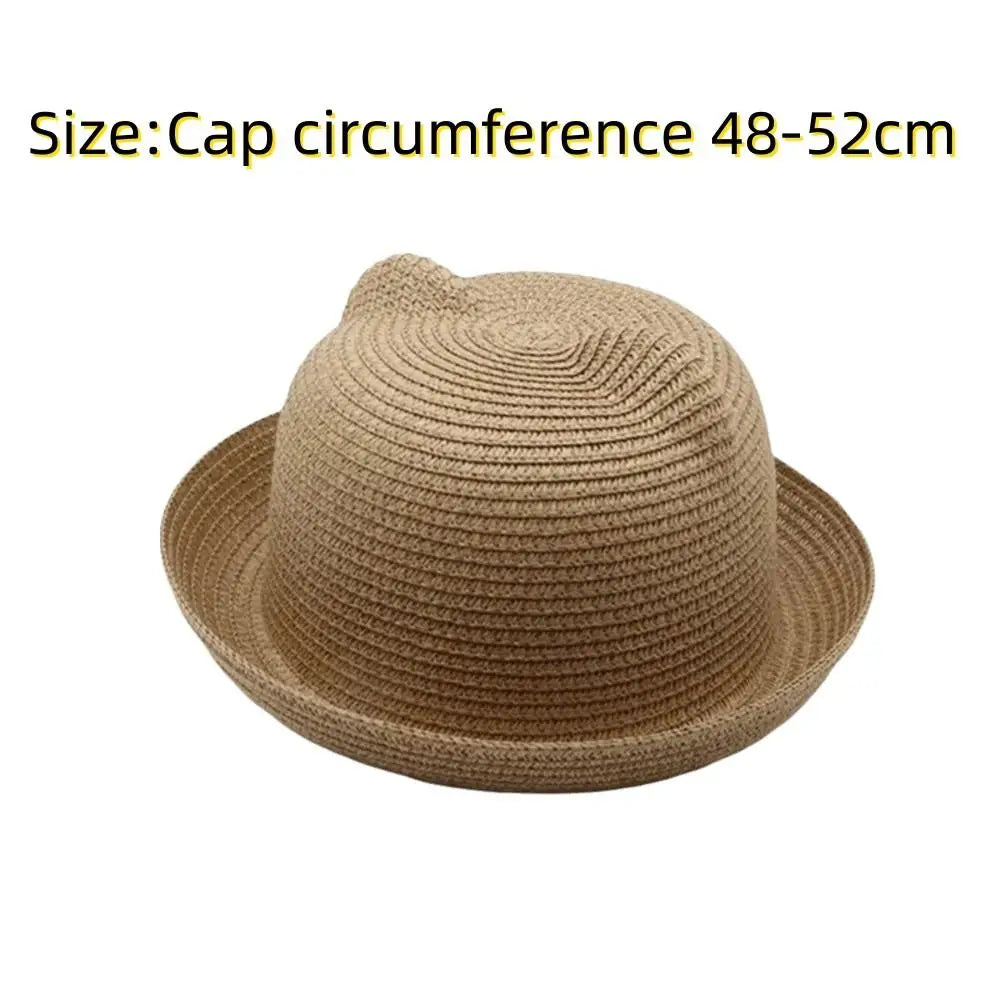 Cute Ears Kids Summer Straw Bucket Hat
