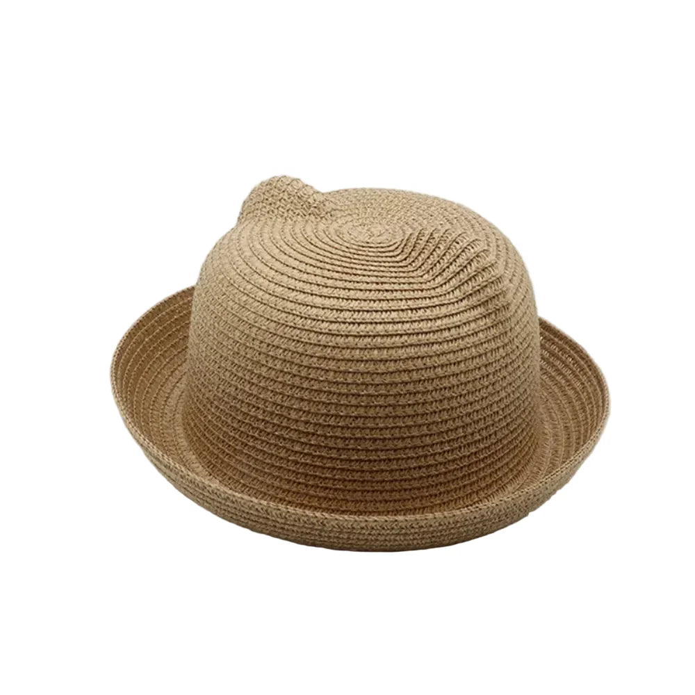 Cute Ears Kids Summer Straw Bucket Hat