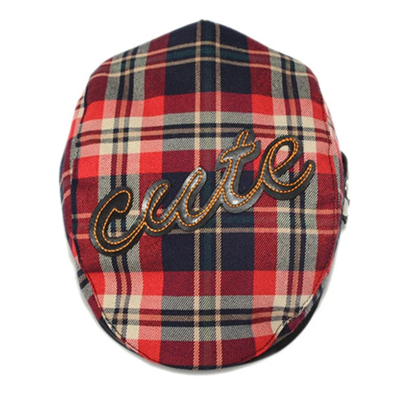 Cute Kids Tartan Flat Cap