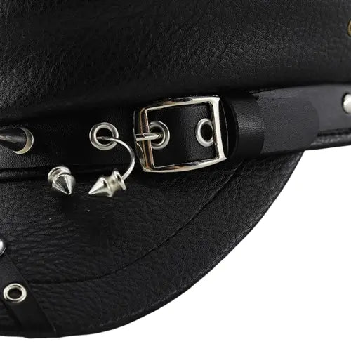 Cyberpunk Black Leather Sailor Cap