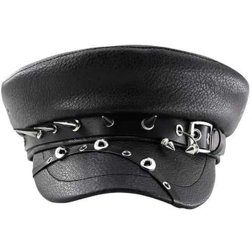 Cyberpunk Black Leather Sailor Cap
