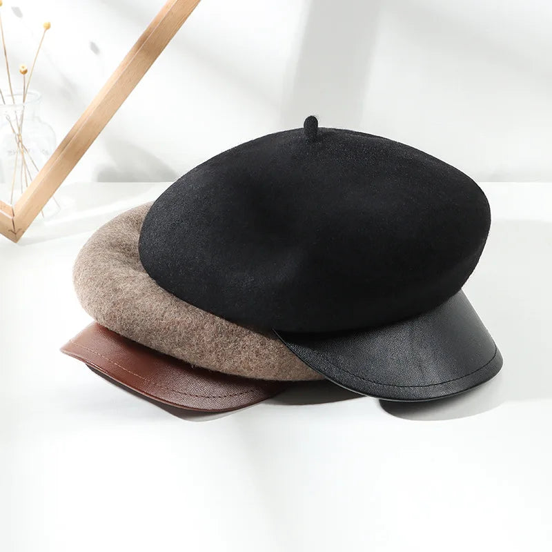 D'Arcy Women Wool Leather Beret