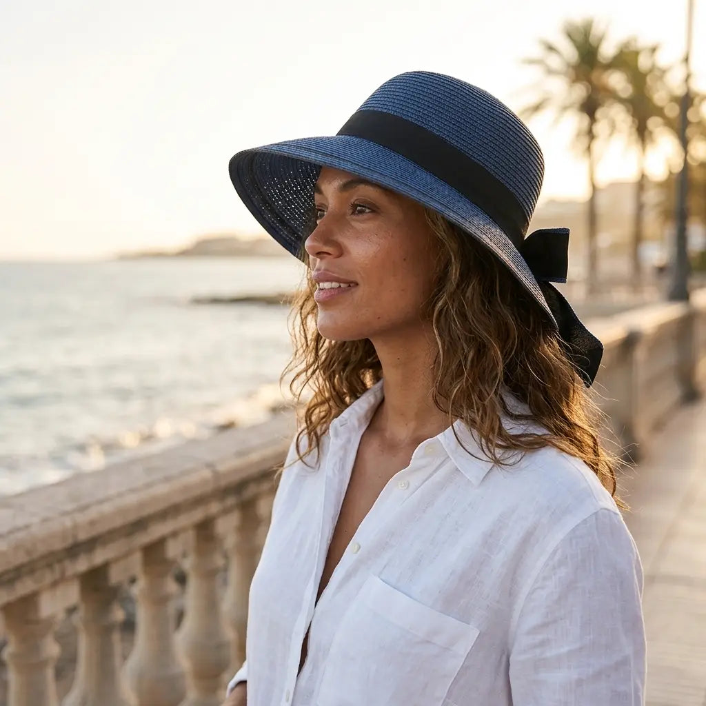 Da Costa Women Bowknot Summer Straw Bucket Hat