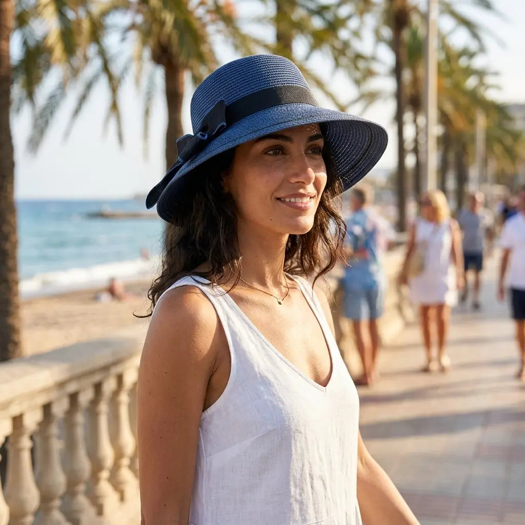 Da Costa Women Bowknot Summer Straw Bucket Hat