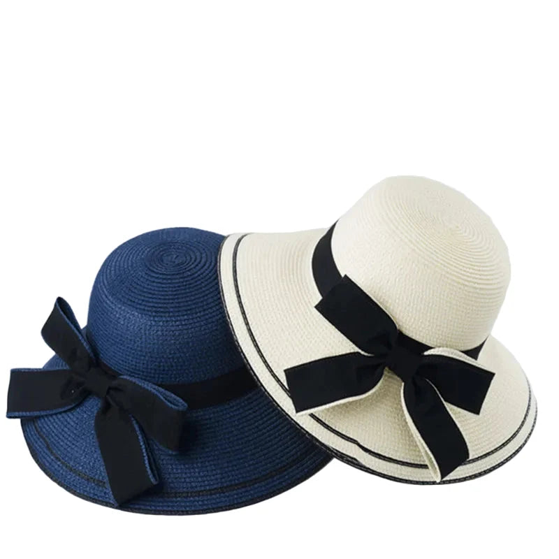 Da Costa Women Bowknot Summer Straw Bucket Hat