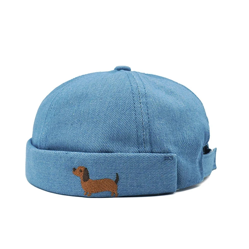 Dachshund Denim Brimless Docker Cap
