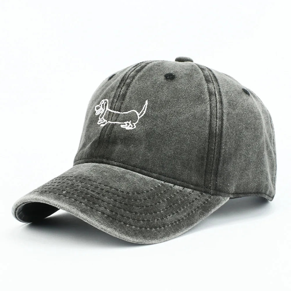 Dachshund Retro Washed Cotton Baseball Cap