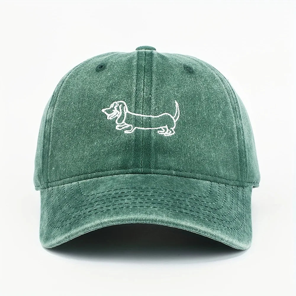 Dachshund Retro Washed Cotton Baseball Cap