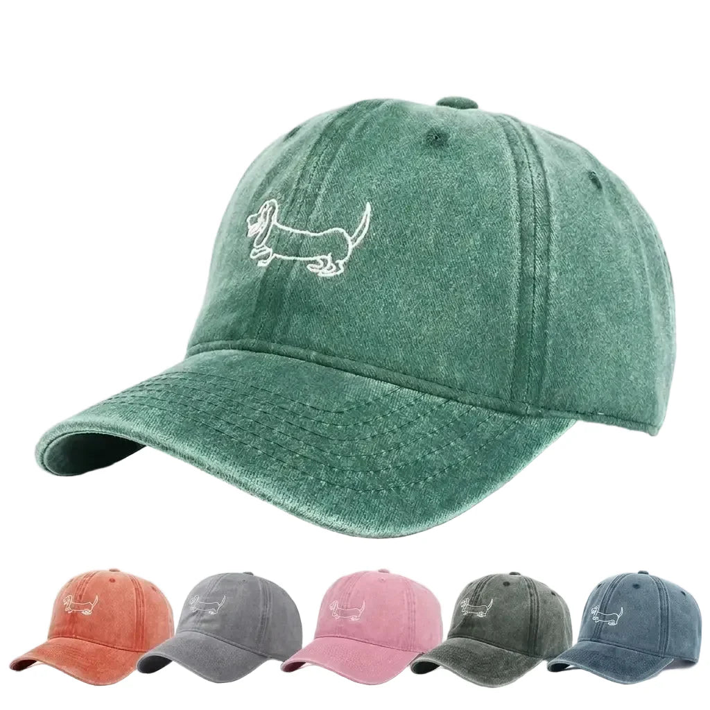 Dachshund Retro Washed Cotton Baseball Cap