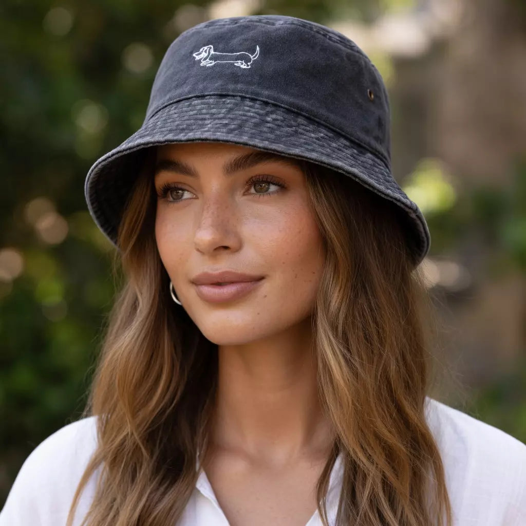 Dachshund Washed Cotton Fisherman Bucket Hat