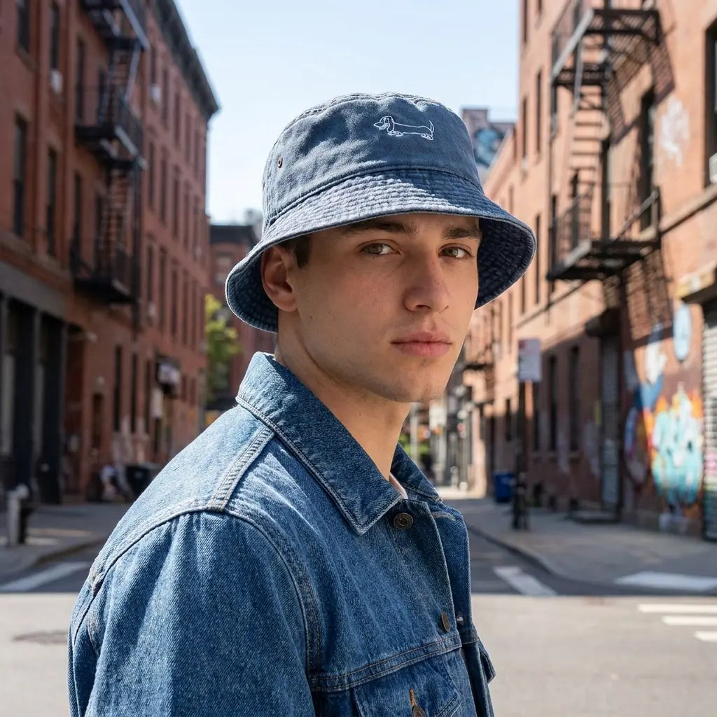 Dachshund Washed Cotton Fisherman Bucket Hat